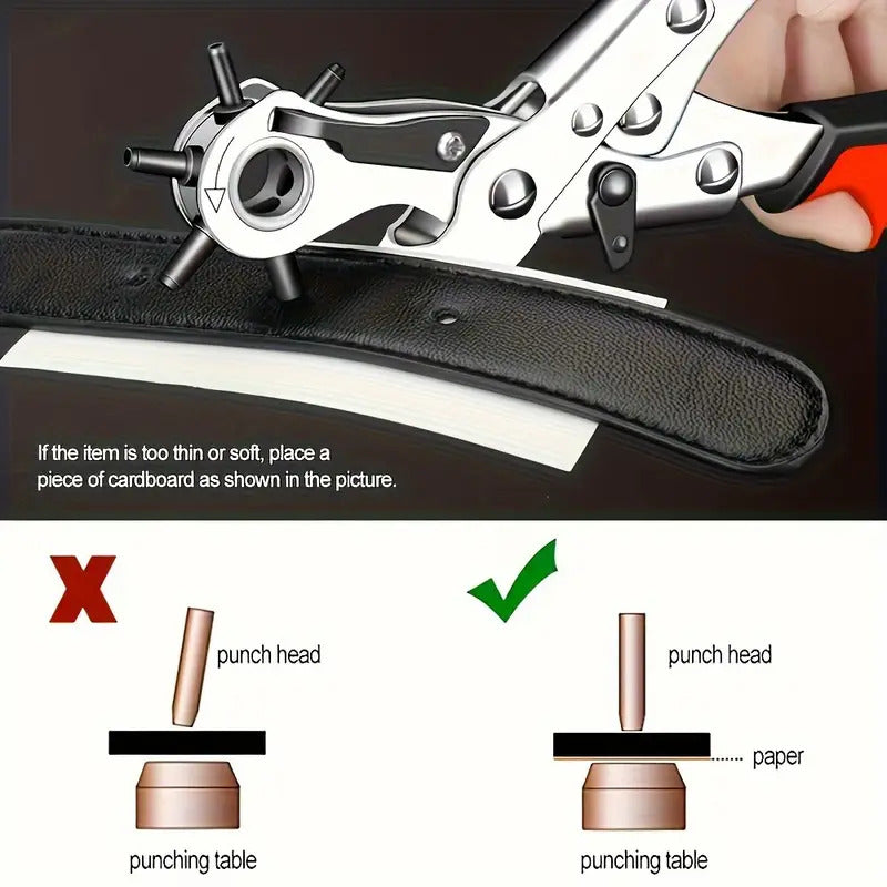 Multi-Size Leather Belt Eyelet Hole Punch Puncher Plier Revolving Handcraft Tool V563-H143