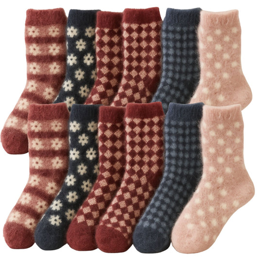 12 Pairs Womens Angora Wool Socks Extra Warm Winter Thermal Soft Ski V563-HC28-37_41-12PAIRS