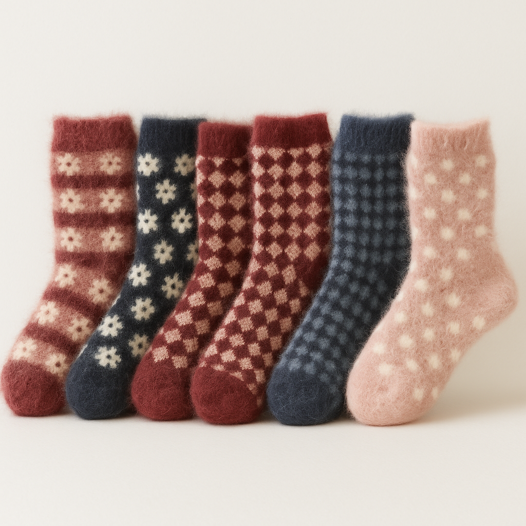 6 Pairs Womens Angora Wool Socks Extra Warm Winter Thermal Soft V563-HC28-37_41-6PAIRS