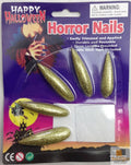 10x Long GLITTER HORROR NAILS Halloween Party Costume Accessory Vampire Witch - Gold V563-HH001766-GLD