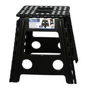 125kg Plastic Folding Step Stool 39cm Portable Chair Flat Indoor/Outdoor Home - Black V563-HH0026-LARGE