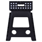 125kg Plastic Folding Step Stool 39cm Portable Chair Flat Indoor/Outdoor Home - Black V563-HH0026-LARGE