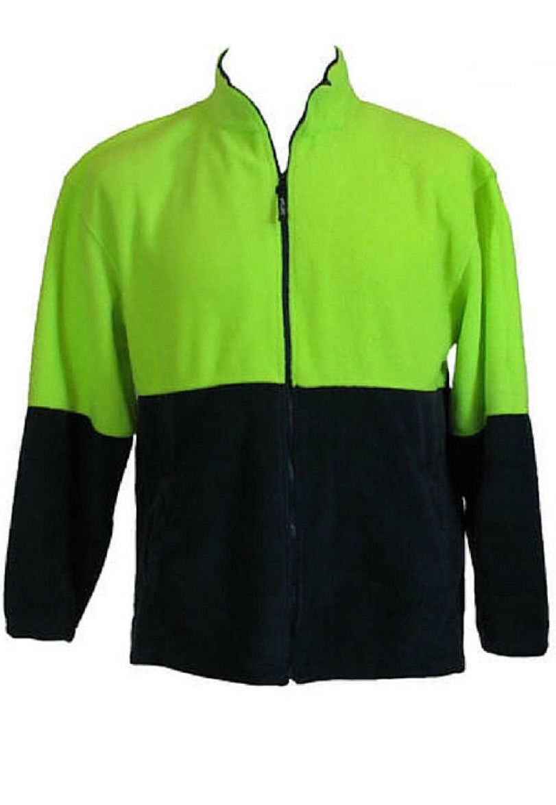 Hi Vis Polar Fleece Full Zip Safety Workwear Fleecy Jacket Unisex - Yellow - 3XL