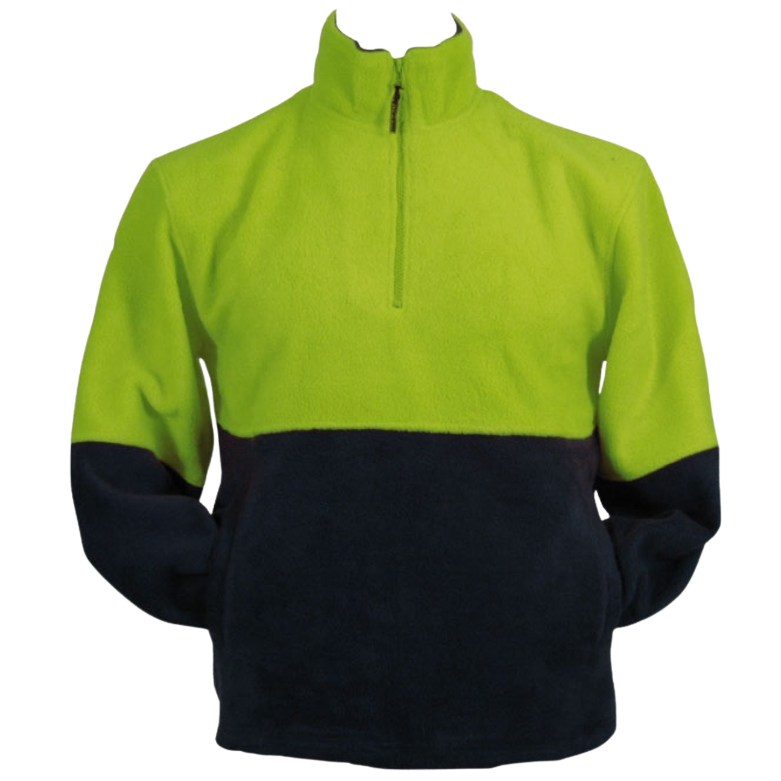 HI VIS POLAR FLEECE Jumper 1/2 Half Zip Safety Workwear Fleecy Jacket Unisex - Yellow - XS