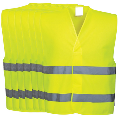 10x Hi Vis Safety Vest Reflective Tape Workwear Night & Day Bulk - Yellow - One Size V563-HIVISVEST-YELLOW-10PK