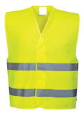 Hi Vis Safety VEST Reflective Tape Workwear Yellow ONE SIZE Night & Day Use V563-HIVISVEST-YELLOW
