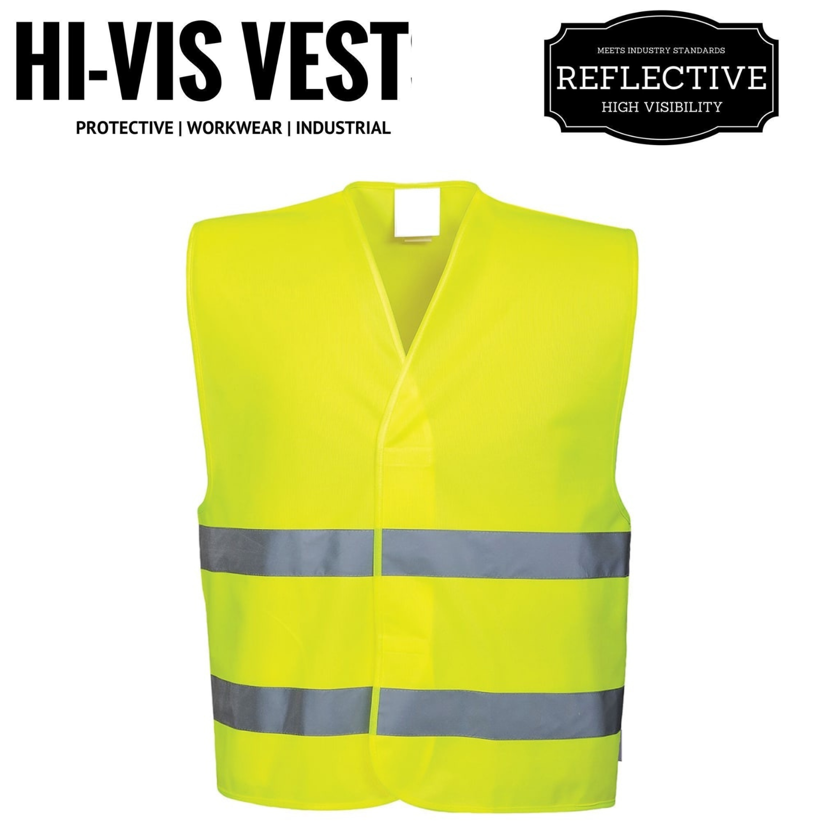Hi Vis Safety VEST Reflective Tape Workwear Yellow ONE SIZE Night & Day Use V563-HIVISVEST-YELLOW