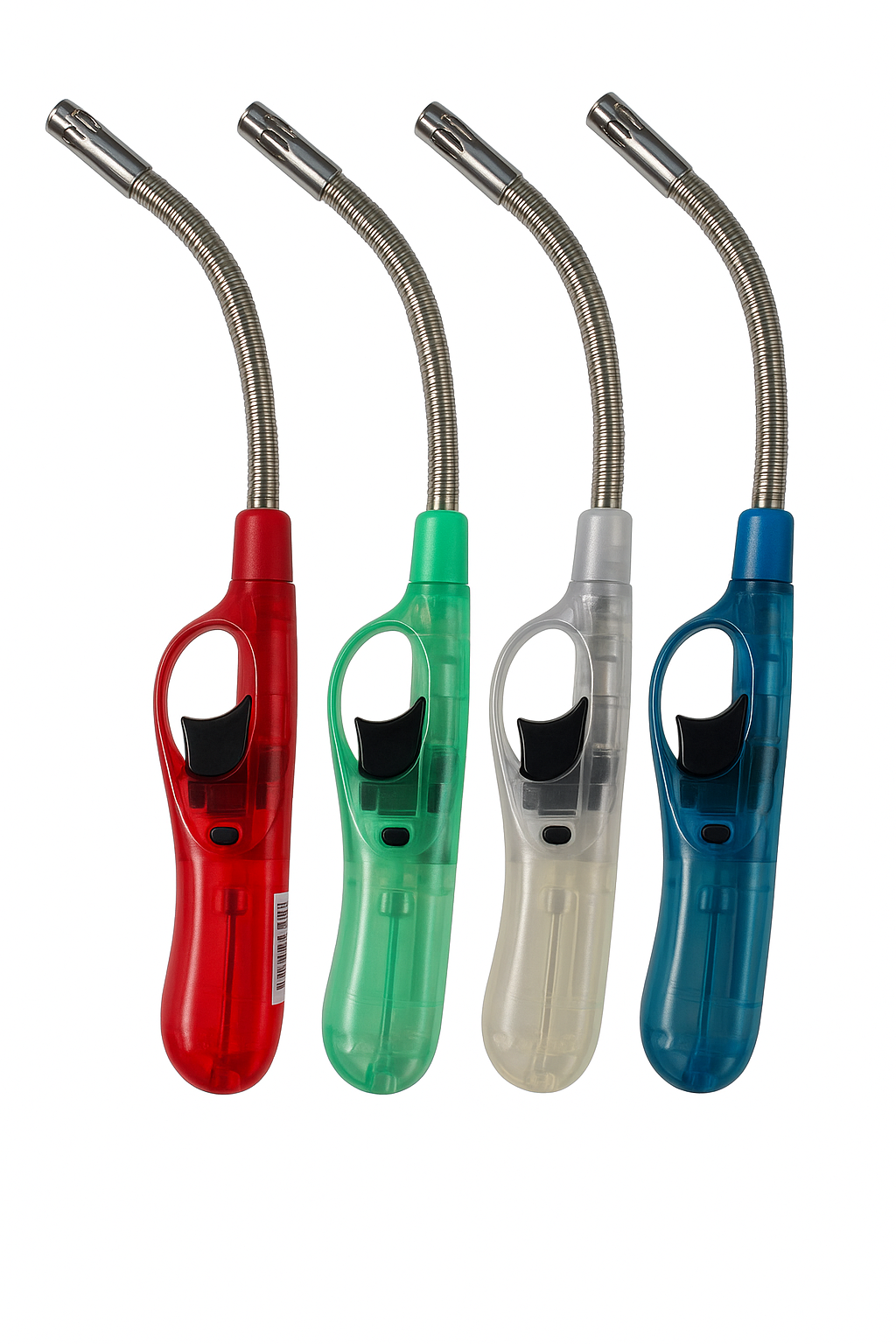 12x Clear Flexible Gas Lighter for BBQ Kitchen Cigarette w/ Safety Lock - Assorted Colours V563-HO-095-12PCS