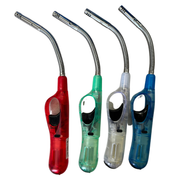 1x Clear Flexible Gas Lighter for BBQ Kitchen Cigarette w/ Safety Lock - Assorted Colours V563-HO-095-1PC