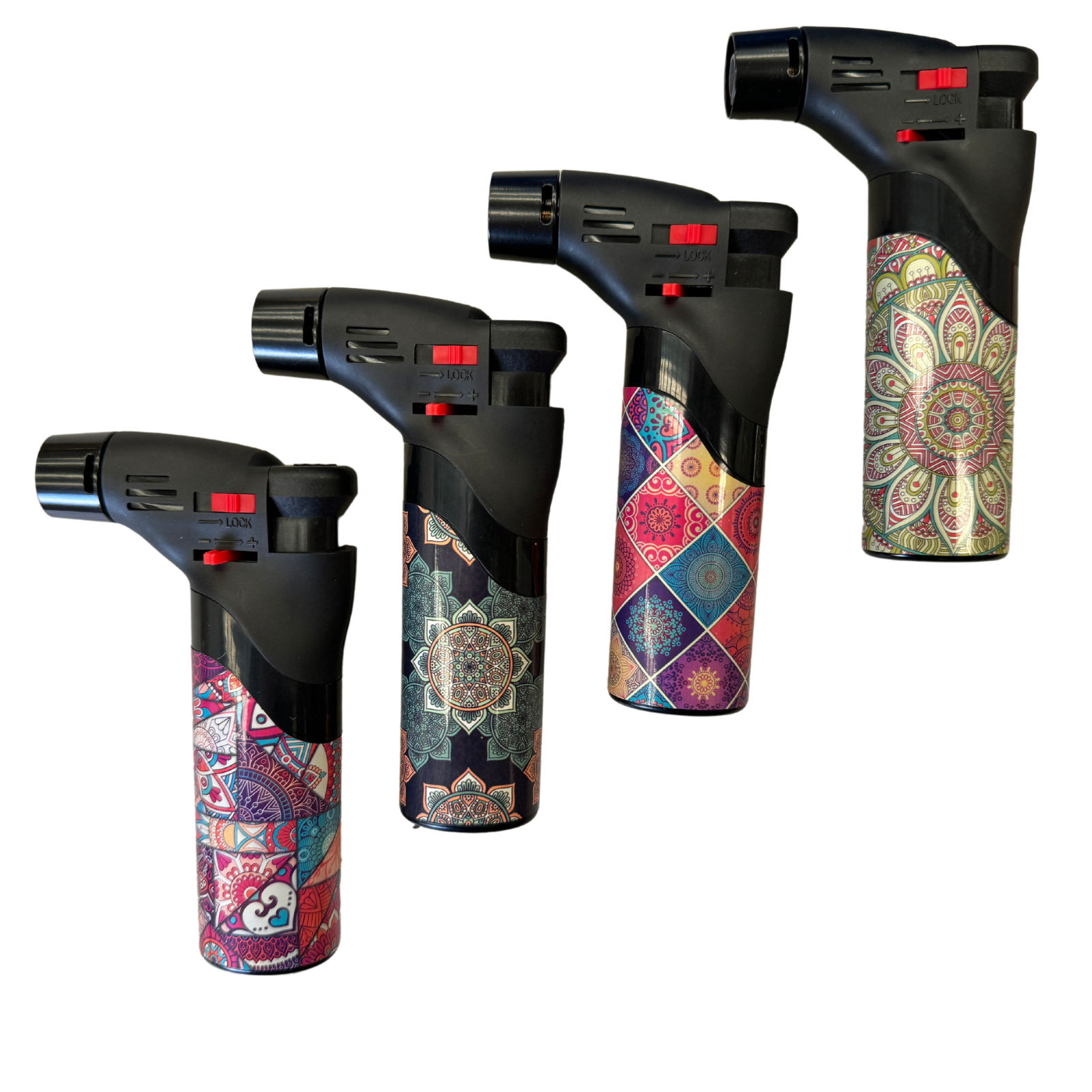1x Jet Gas Lighter Torch Gun Gas w/ Refillable Butane & Safety Lock - Assorted Colours V563-HO-120-1PC