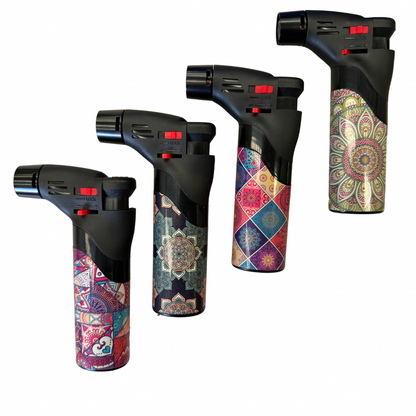 1x Jet Gas Lighter Torch Gun Gas w/ Refillable Butane & Safety Lock - Assorted Colours V563-HO-120-1PC