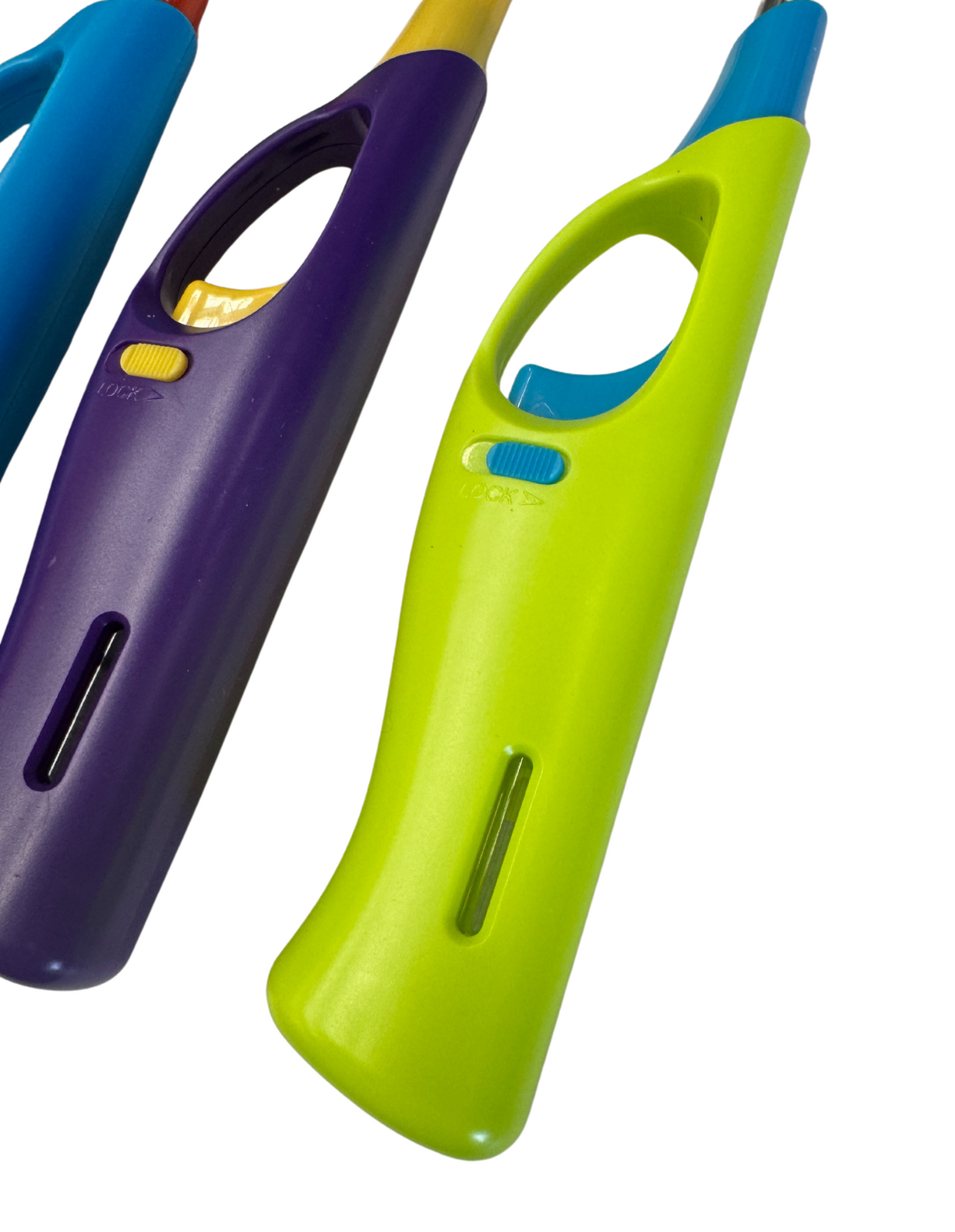 4x Clear Flexible Gas Lighter for BBQ Kitchen Cigarette w/ Safety Lock - Assorted Colours V563-HO-121-4PCS