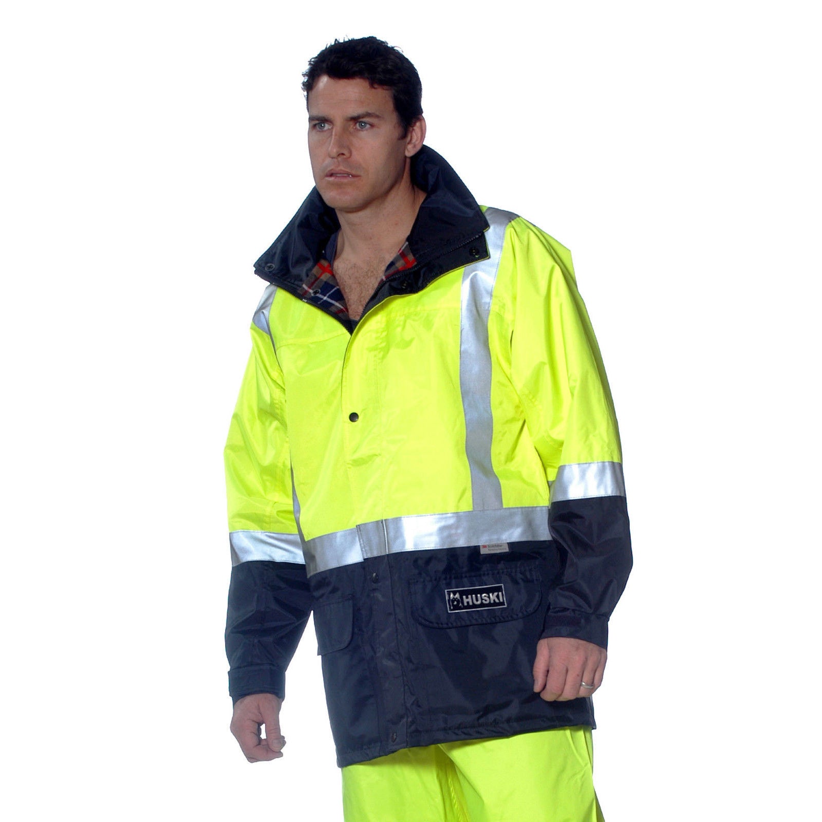 HUSKI Transit Hi Vis Waterproof Jacket Industrial Workwear Reflective UPF 50+ - S (92cm)