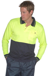 HUSKI Hi Vis Polo Shirt Long Sleeve Safety High Visibility Workwear Driver PPE - Yellow - XXL V563-HUSKI-918150-YLW-XXL