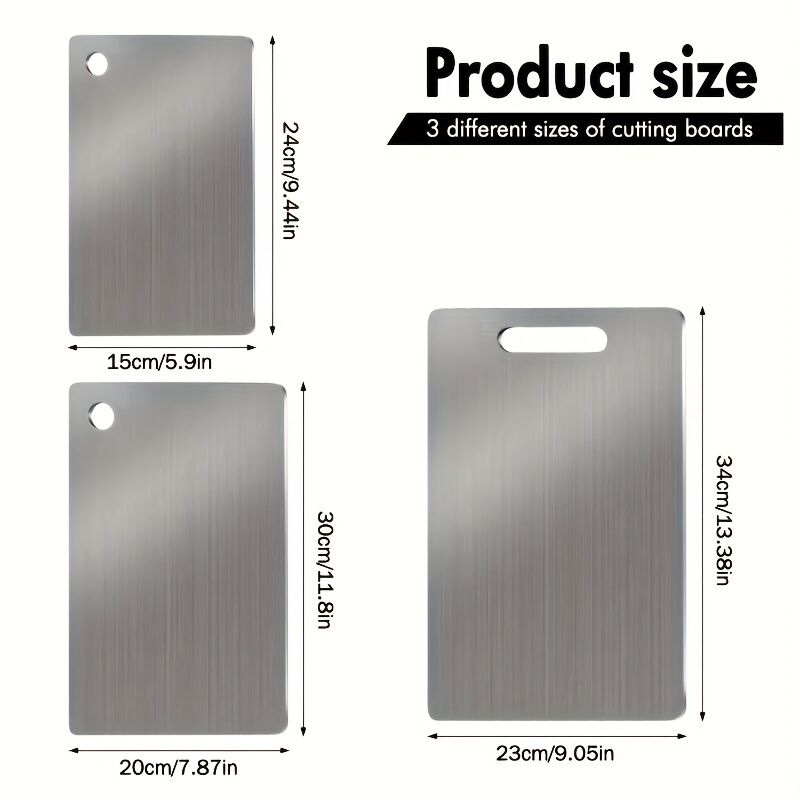 3x Stainless Titanium Steel Anti-Bacterial Mildew-Proof Cutting Chopping Boards V563-HY1281305