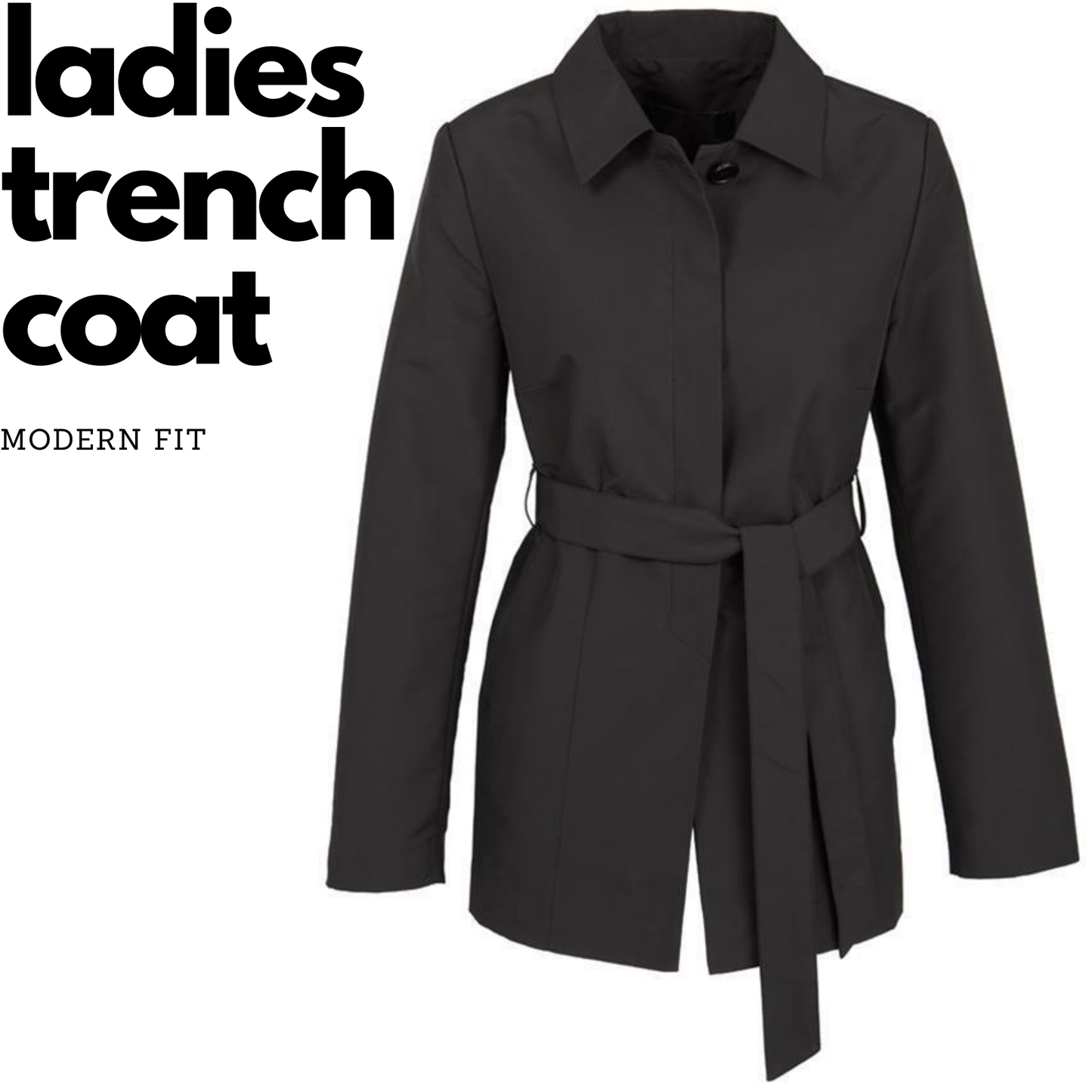 Womens Winter Button Long Trench Coat Jacket Parka Overcoat - Black - Large V563-J126LL-BLACK-L