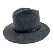 JACARU 1849 Australian 100% Wool Hat Fedora Trilby Crushable Travel - Dark Grey - Large (58-59cm)