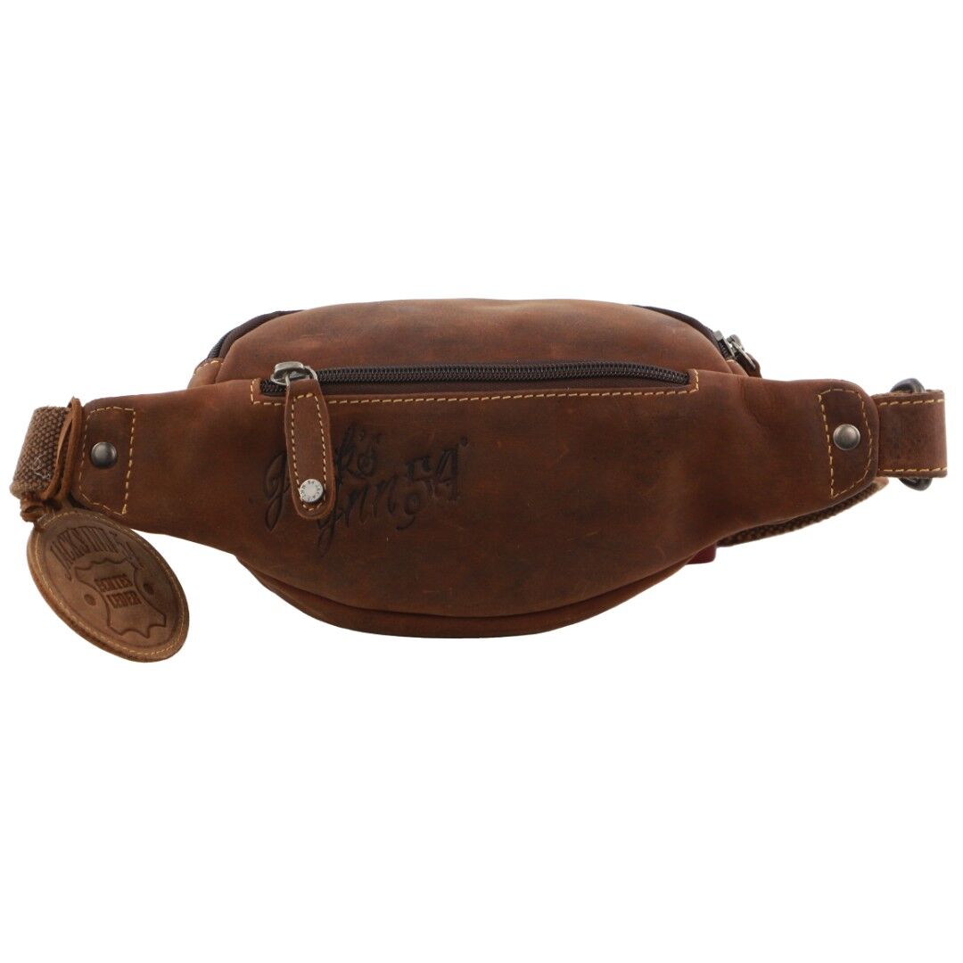 Jack's Inn Mudslide Brown Crazy Horse Leather Bumbag Waist Belt Bag Pouch in Cognac V563-JACK-17-COGN