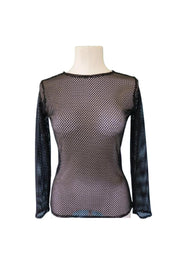Womens Fishnet Mesh Top Long Sleeve Sheer See Through Party Costume - Black V563-JD-12168-BLK