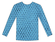 Womens Fishnet Mesh Top Long Sleeve Sheer See Through Party Costume - Blue V563-JD-12168-BLU