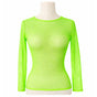 Womens Fishnet Mesh Top Long Sleeve Sheer See Through Costume - Fluro Green V563-JD-12168-FLUROGRN