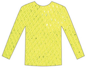 Womens Fishnet Mesh Top Long Sleeve Sheer See Through Costume - Fluro Yellow V563-JD-12168-FLUROYLW