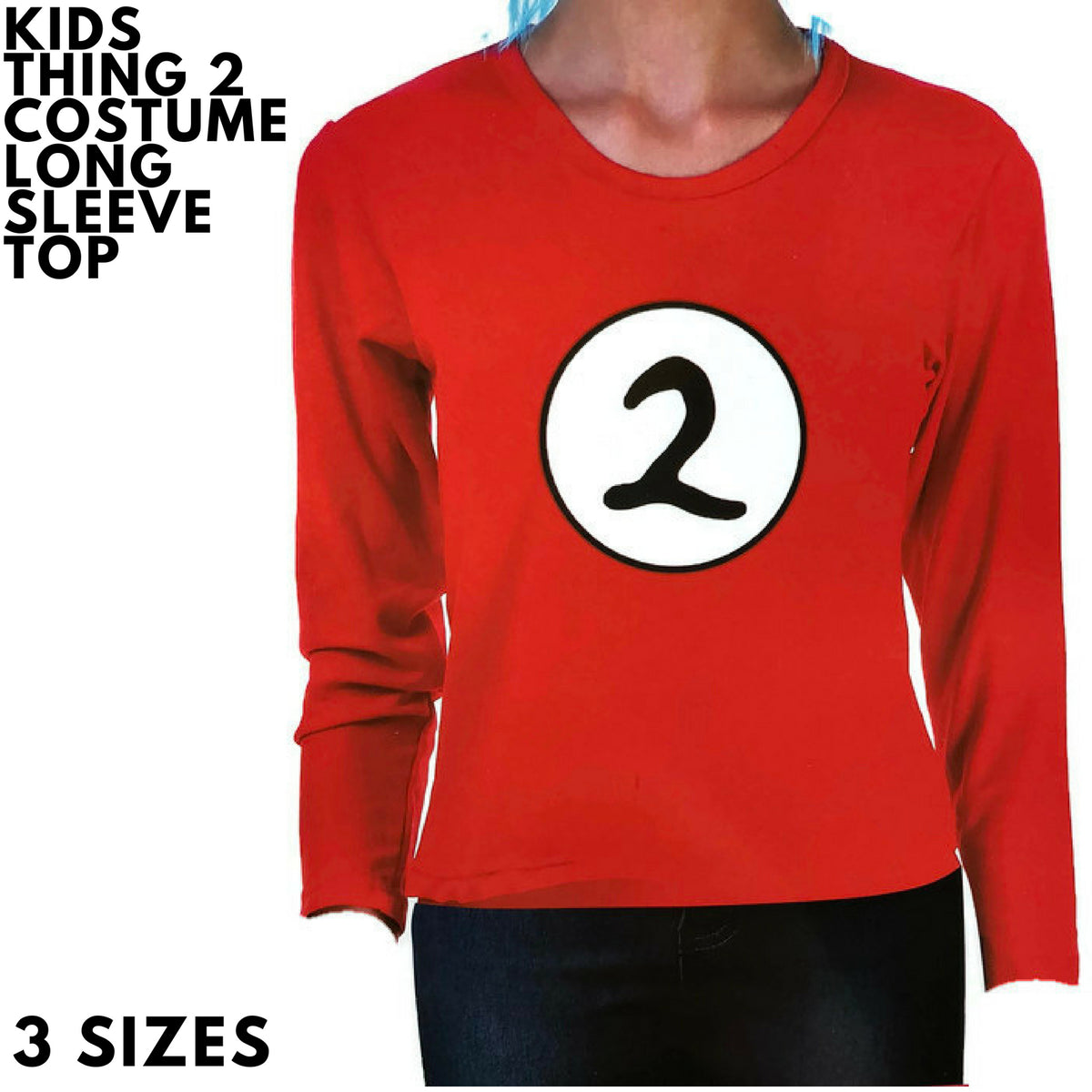 Kids Cat In The Hat Thing 2 Long Sleeve Red Top Party Costume Book Week - S (4-5 Years Old) V563-JD-13167-S