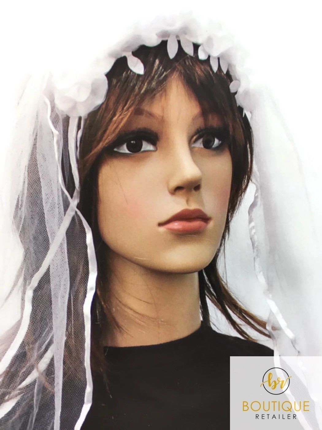 BRIDE TO BE VEIL HEADBAND White Hens Party Flowers Bridal Shower Bachelorette V563-JD-14952