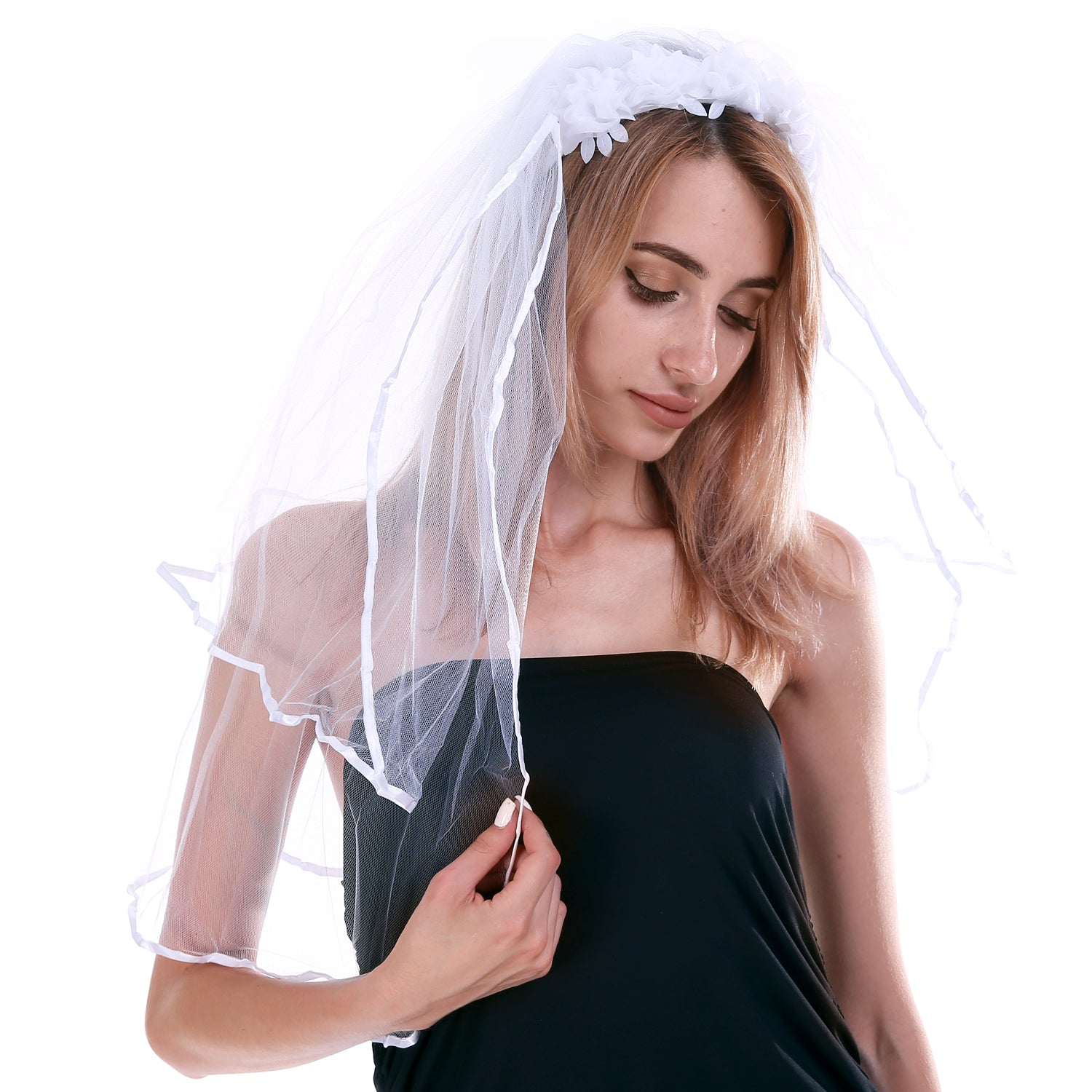 3x BRIDE TO BE VEIL HEADBAND White Hens Party Flowers Bridal Shower Bachelorette V563-JD-14952-3