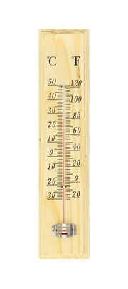 27cm WOODEN THERMOMETER Indoor Outdoor Glass Wall Hanging Room Sensor Jumbo V563-JD-15591