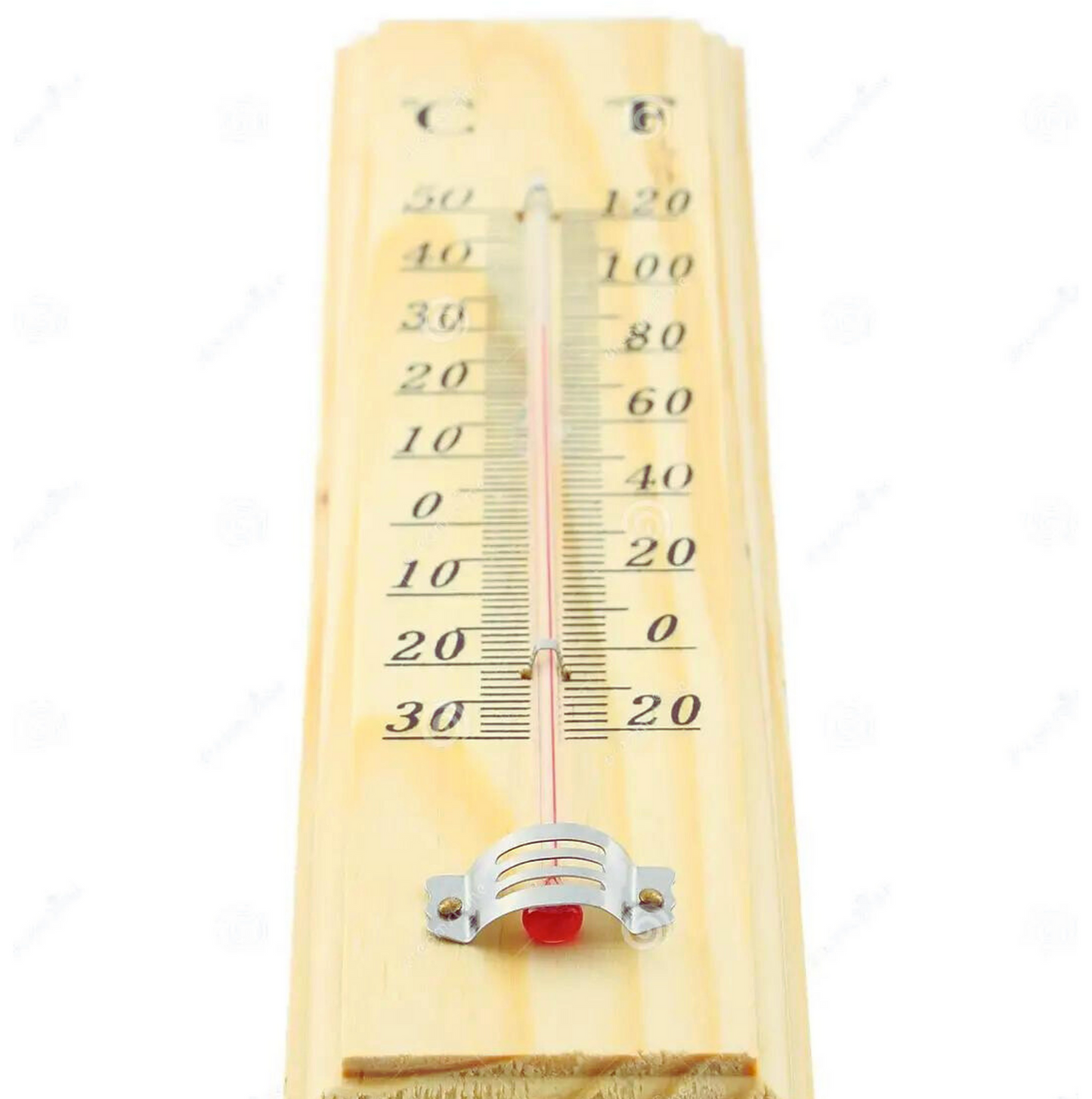 27cm WOODEN THERMOMETER Indoor Outdoor Glass Wall Hanging Room Sensor Jumbo V563-JD-15591