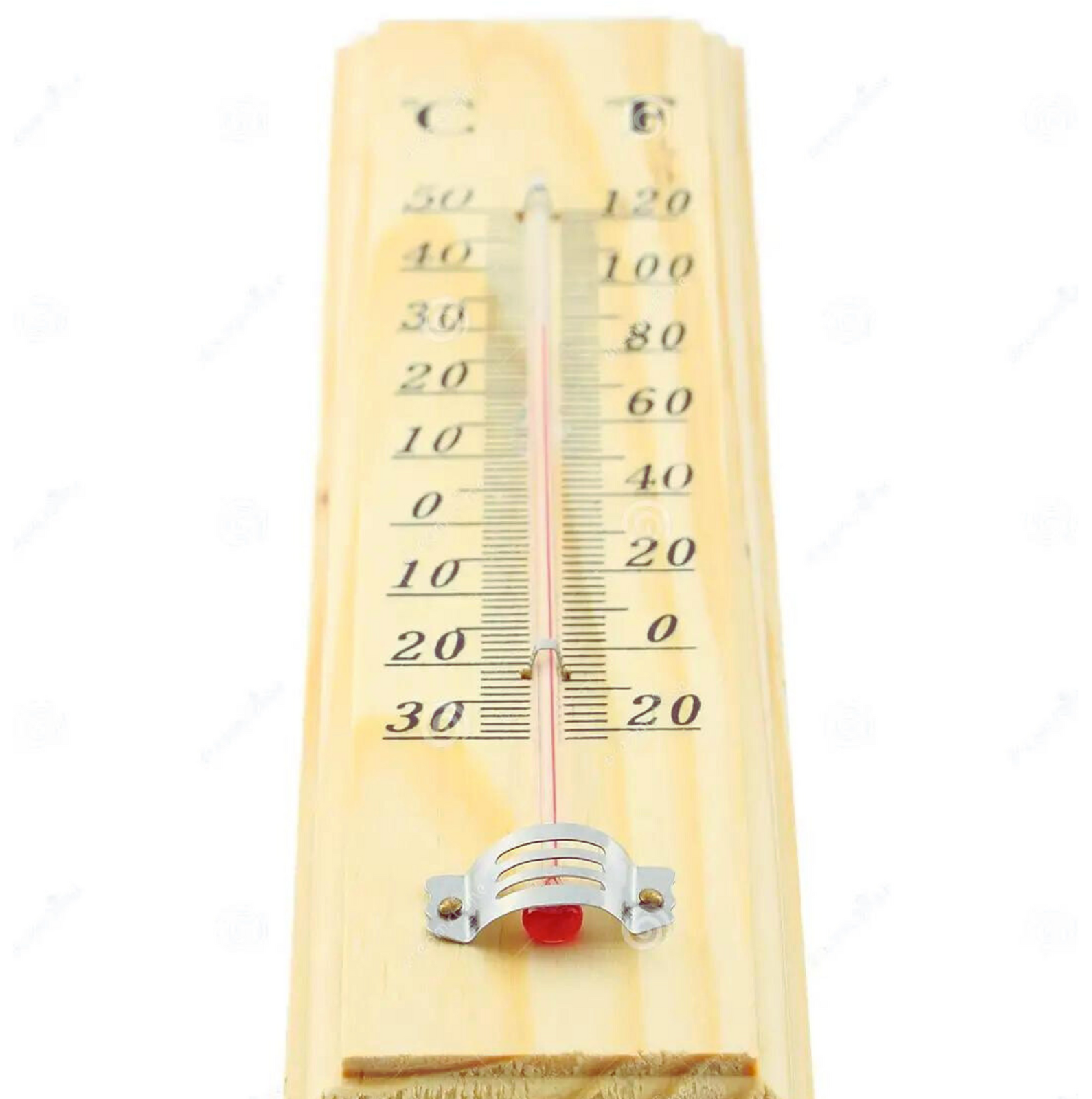27cm WOODEN THERMOMETER Indoor Outdoor Glass Wall Hanging Room Sensor Jumbo V563-JD-15591