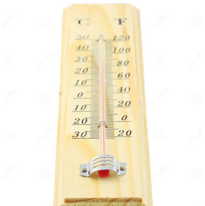 27cm WOODEN THERMOMETER Indoor Outdoor Glass Wall Hanging Room Sensor Jumbo V563-JD-15591