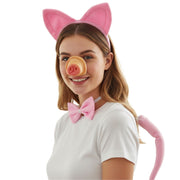 4pcs PIGGY SET Party Costume Accessories Animal Headband Bow Tie Nose Halloween V563-JD-17300