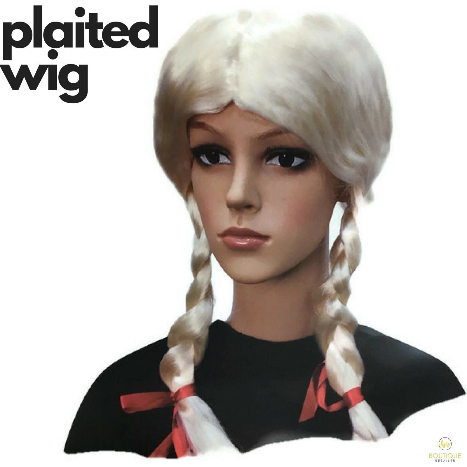 PLAITED WIG Braided Costume Party Hair Schoolgirl Dress Up School - Blonde V563-JD-22511