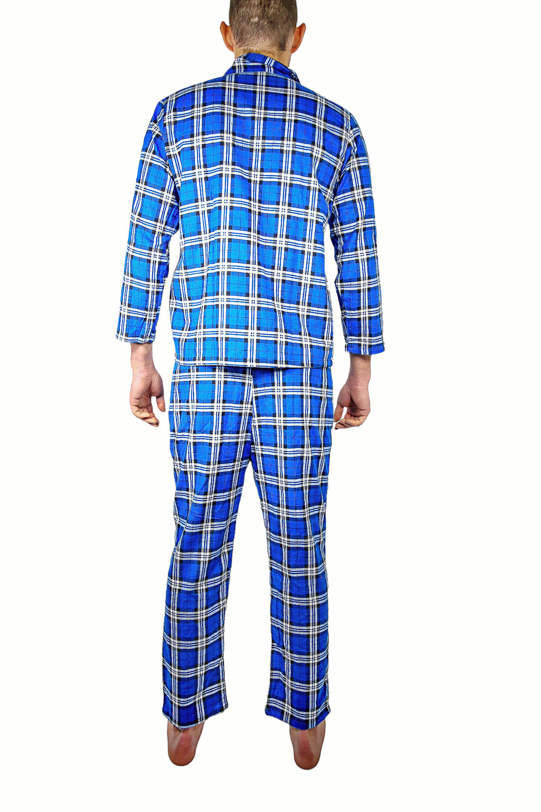 Mens Flannelette Pyjama Set Sleepwear Soft 100% Cotton PJs Two Piece Pajamas - Blue - 6XL V563-JSPJ3-149-6XL