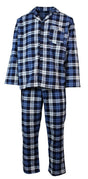 Mens Plus Size Flannelette Pyjamas 100% Cotton PJs Set Top Pants in Blue Check - 4XL V563-JSPJ38-45-4XL