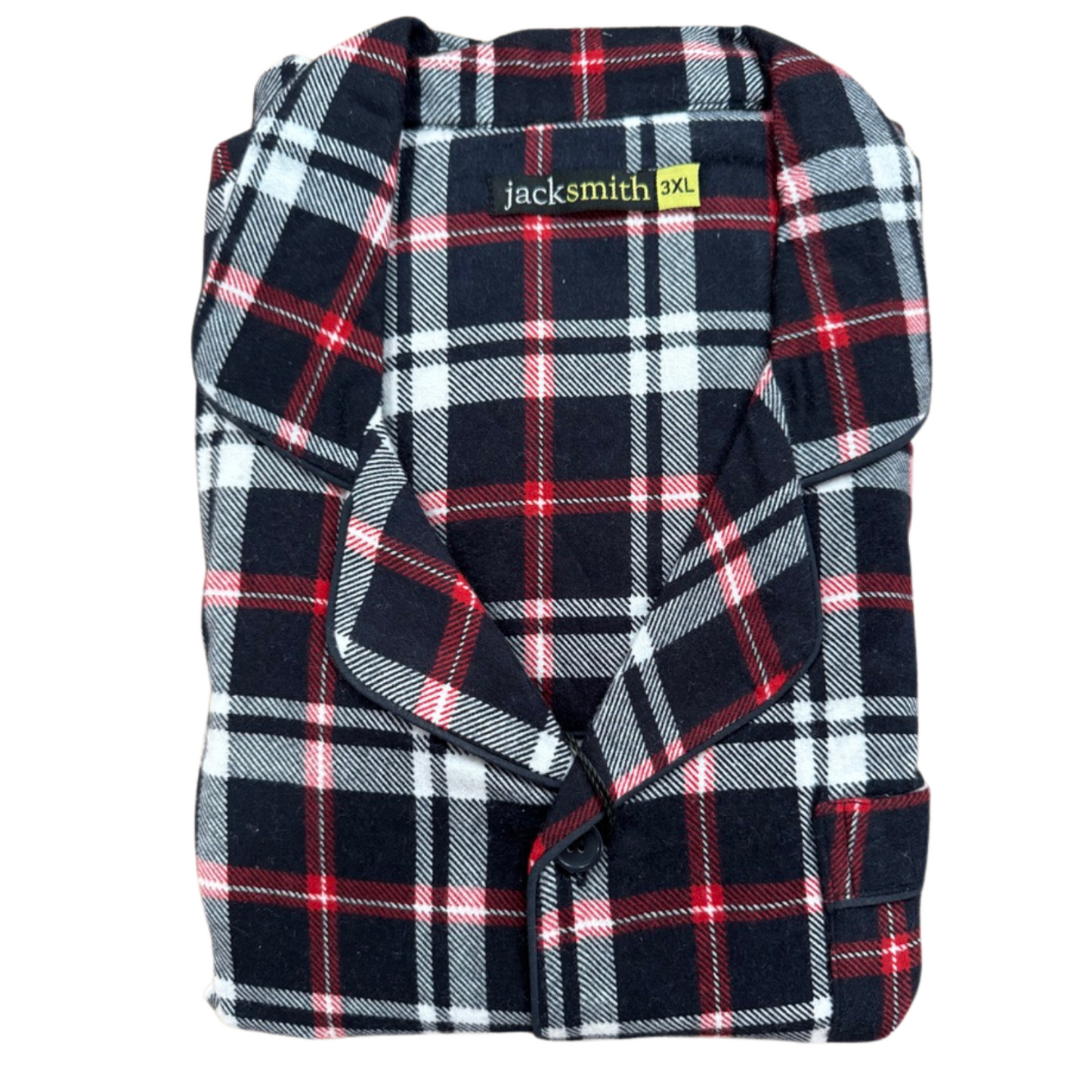 Mens Plus Size Flannelette Pyjamas 100% Cotton PJs Set Top Pants in Red Check - 3XL V563-JSPJ38-90-3XL