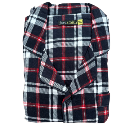 Mens Plus Size Flannelette Pyjamas 100% Cotton PJs Set Top Pants in Red Check - 5XL V563-JSPJ38-90-5XL