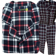 Mens Plus Size Flannelette Pyjamas 100% Cotton PJs Set Top Pants in Red Check - L