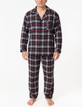 Mens Plus Size Flannelette Pyjamas 100% Cotton PJs Set Top Pants in Red Check - M