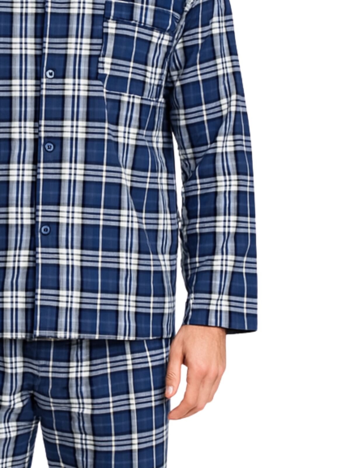 Mens Flannelette Pyjama Set Sleepwear Soft 100% Cotton PJs - Blue Check - 3XL V563-JSPJ4-24-49-3XL