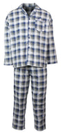 Mens Flannelette Pyjama Set Sleepwear Soft 100% Cotton PJs Two Piece - Light Blue Check - XL V563-JSPJ4-42-XL