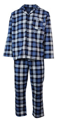 Mens Flannelette Pyjama Set Sleepwear Soft 100% Cotton PJs Two Piece - Blue/Multi Check - S V563-JSPJ4-48-S