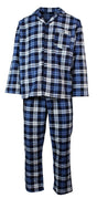 Mens Flannelette Pyjama Set Sleepwear Soft 100% Cotton PJs Two Piece - Blue/Multi Check - S V563-JSPJ4-48-S
