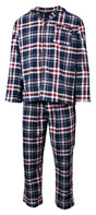 Mens Flannelette Pyjama Set Sleepwear Soft 100% Cotton PJs Two Piece - Navy/Red Check - M V563-JSPJ4-90-M