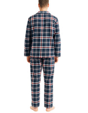 Mens Flannelette Pyjama Set Sleepwear Soft 100% Cotton PJs Two Piece - Navy/Red Check - XL V563-JSPJ4-90-XL