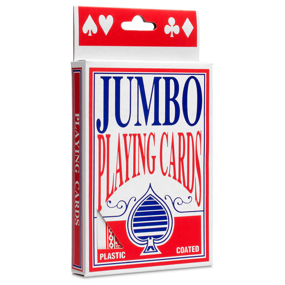 JUMBO PLAYING CARDS Full Deck Red Poker Plastic Coated 8.5 x 12cm King Big Size V563-JUMBOPLAYINGCARDS