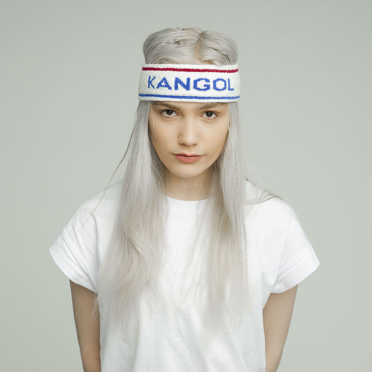 Kangol Bermuda Stripe Headband Stretch Sweatband - White/Ciano - One Size V563-K3302ST-WC130-1SZ
