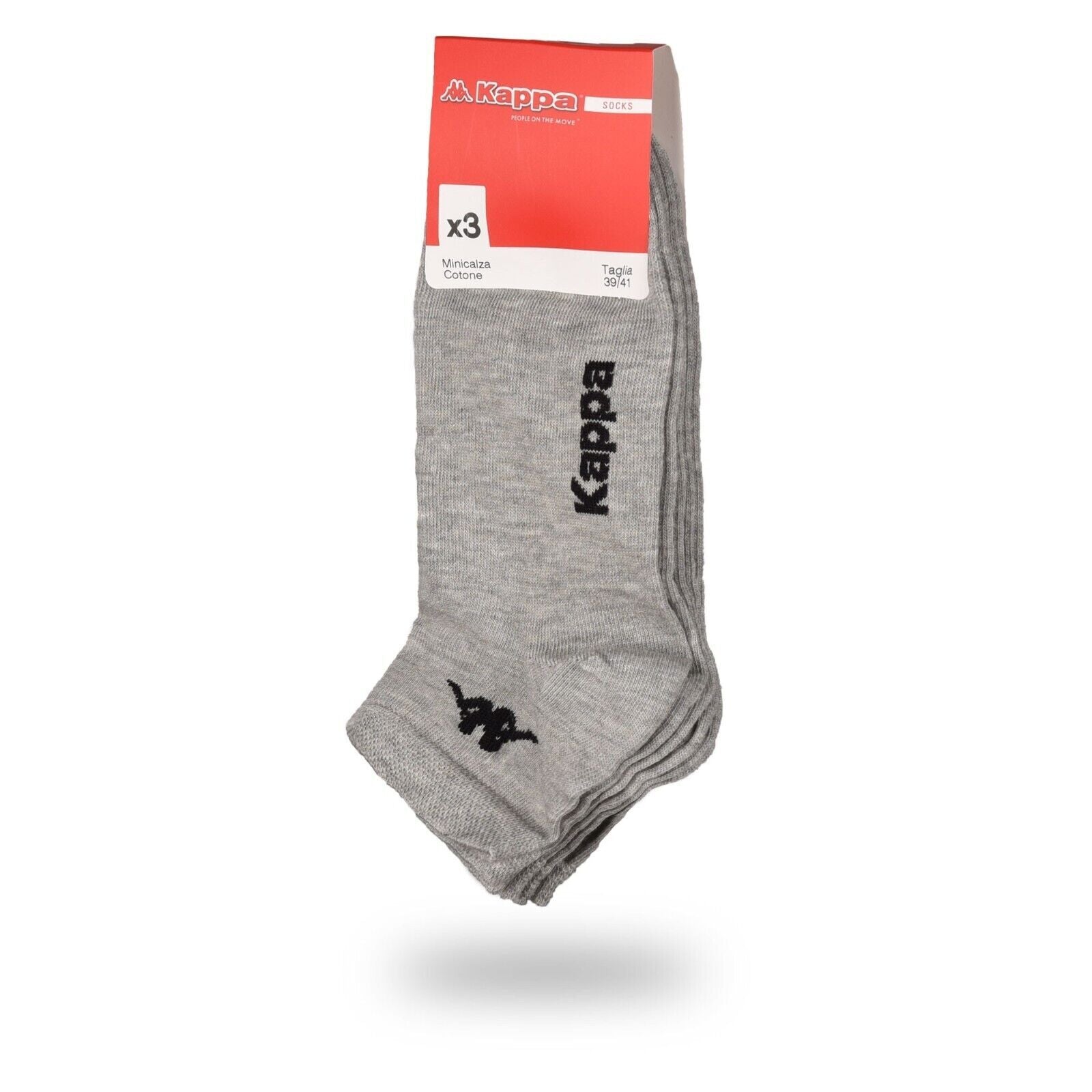 Kappa Mens Ankle Socks - Grey - 1 Pack of 3 - EU 39-41 V563-KAPPA-GREY-39_41